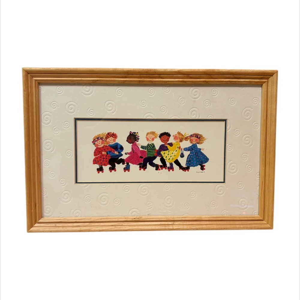 Whimsical Ingrid Beck Print - Vintage Roller Skating Joy!